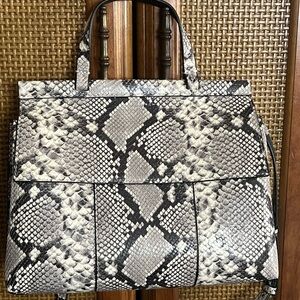 Tory Burch Black and Gray Snakeskin Tote